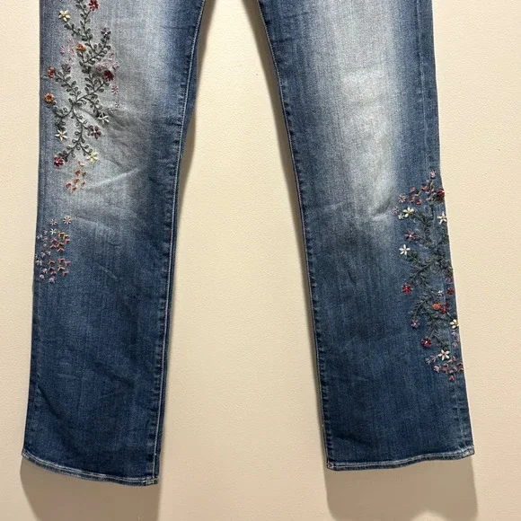 Driftwood Kelly Jeans Womens 32x32 Embroidered Floral Straight Leg Denim Boho - Picture 3 of 9